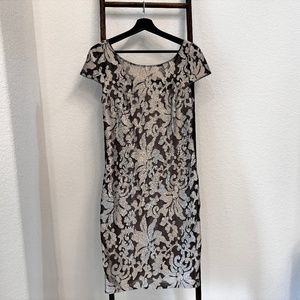 Calvin Klein Women's Damask Embroidered Dress - Silver/Black Size 4